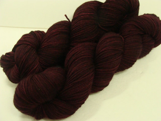 Hand Dyed MCN Sock Weight Yarn Hand Dyed Rich Plum Semi Solid