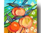 The NeverEnding Story No 7b (apricots) - ORIGINAL Painting on 6x6 Wood Block by JENLO