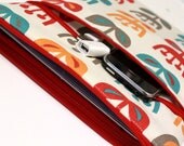 Cute Womens MacBook Air 11 or 13 inch Case Laptop Cover Zipper Outer Pocket Handmade Padded Sleeve - Red Tulips