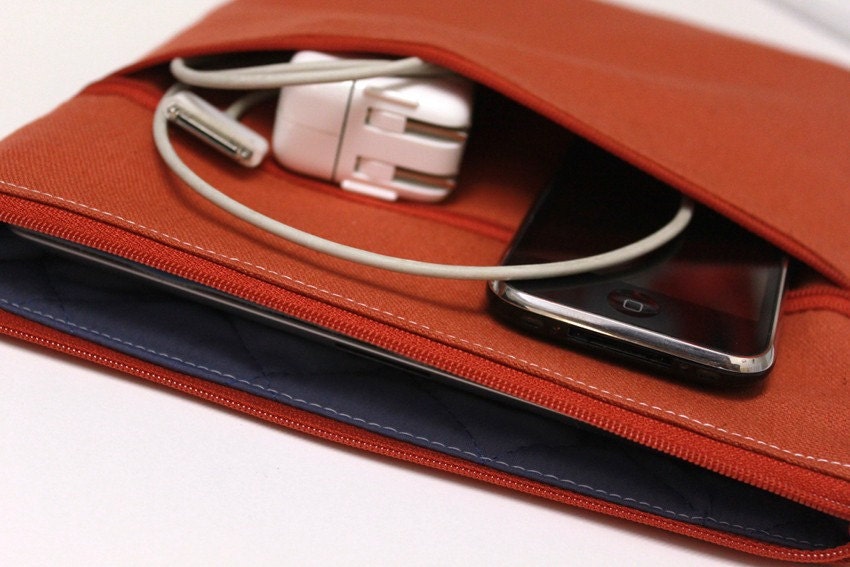 MacBook Air 11 or 13 Inch Case Unisex Laptop Cover Zipper Outer Pockets Handmade Padded Sleeve - Corroded Canvas