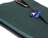 Rugged MacBook Pro 13 or 15 inch Case Men's Laptop Cover Zipper Outer Pockets Handmade Padded Sleeve - Forest Green