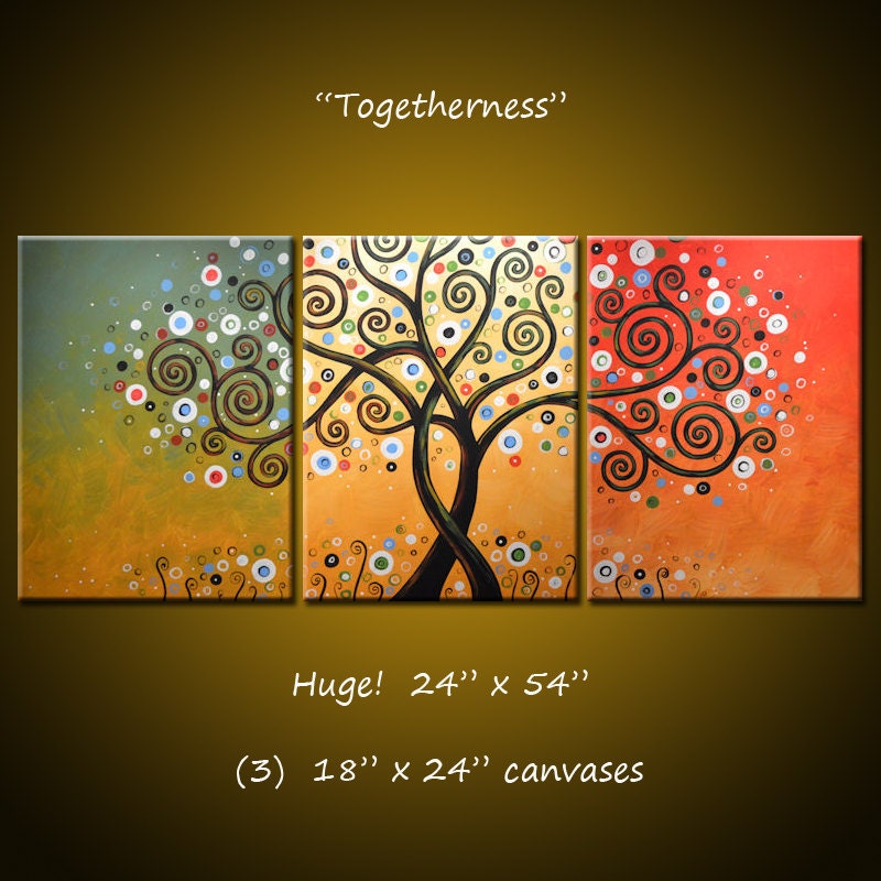 Original Large Abstract Painting Modern Contemporary Trees Landscape ...24" x 54"... "Togetherness" by Amy Giacomelli
