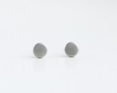 Mini Disc Geometric Matte Silver Grey Flat Metal Stud Earrings 5mm. Surgical Steel Earrings Post. Gift for Her. Gift for Him