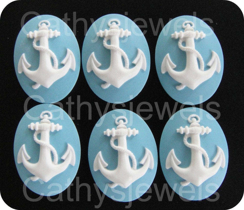 Turquoise Anchor Cameos