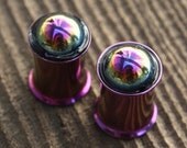 0ga 8mm double flared rustic rainbow plugs