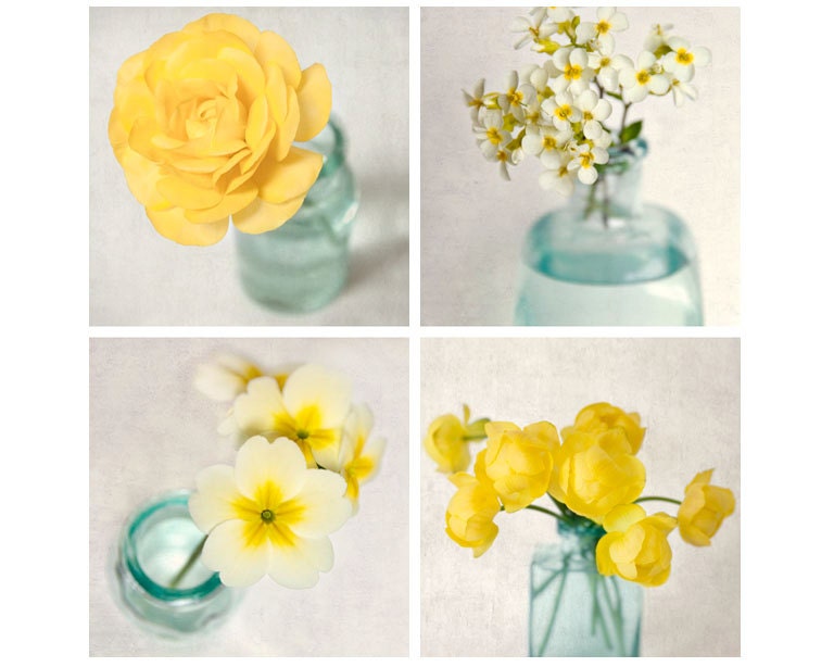 5x5 Print Set, Flower Photo Set, Yellow Flowers Art Print Set, Floral Art, Wall Decor, Floral Photographs, Fine Art Photo Prints