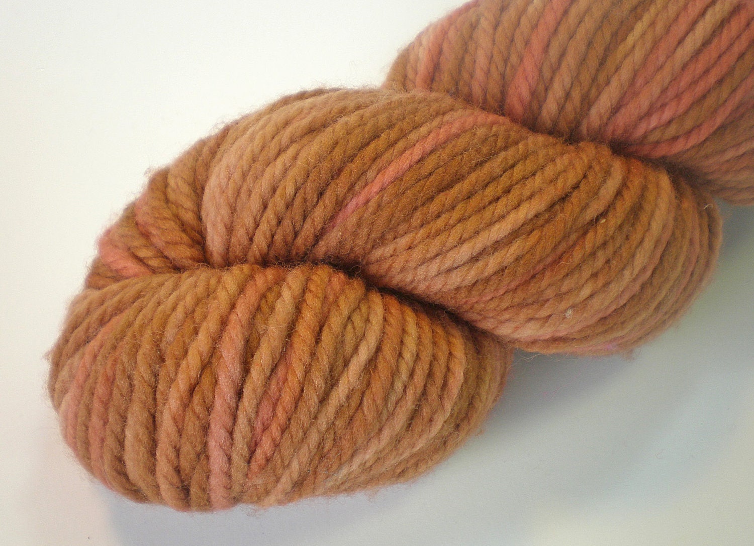 hand dyed trio bulky merino superwash wool yarn PEANUT BUTTER PIE