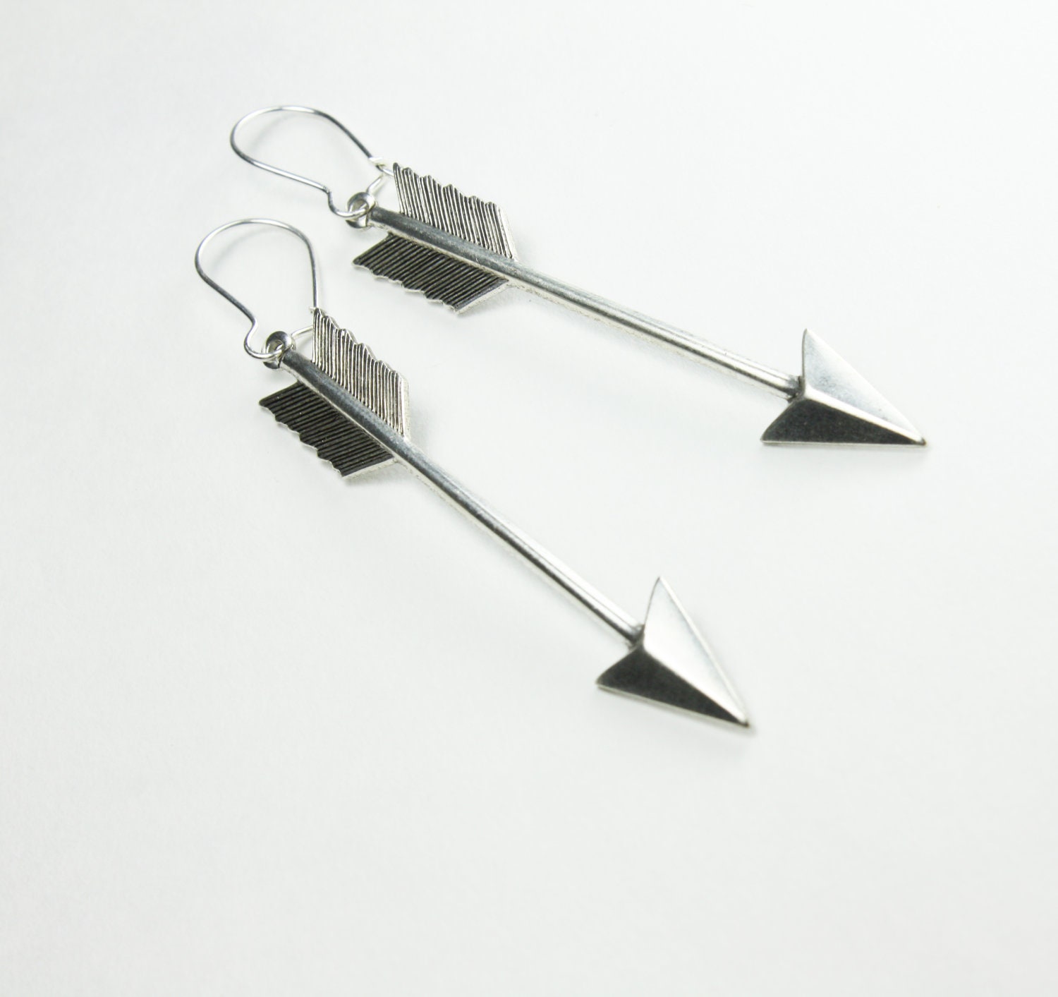 Big Silver Arrow Earrings