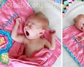 Personalized PETUNIAS' 3D flower Little Fluffy Blanket - minky pretty lovie lovey newborn shower gift photo prop baby toddler blossom