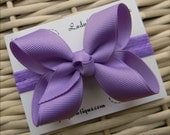 Infant Basic Portrait Hair Bow on a Soft Interchangeable Elastic Headband - Orchid Purple