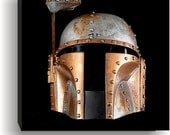 Steampunk Jango Fett Helmet Canvas Art print  Print Star Wars