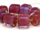 Handmade Lampwork Bead Set Pink and Purple Cubes SRA