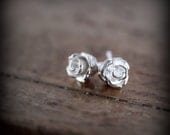 Rose earrings - sterling silver earrings