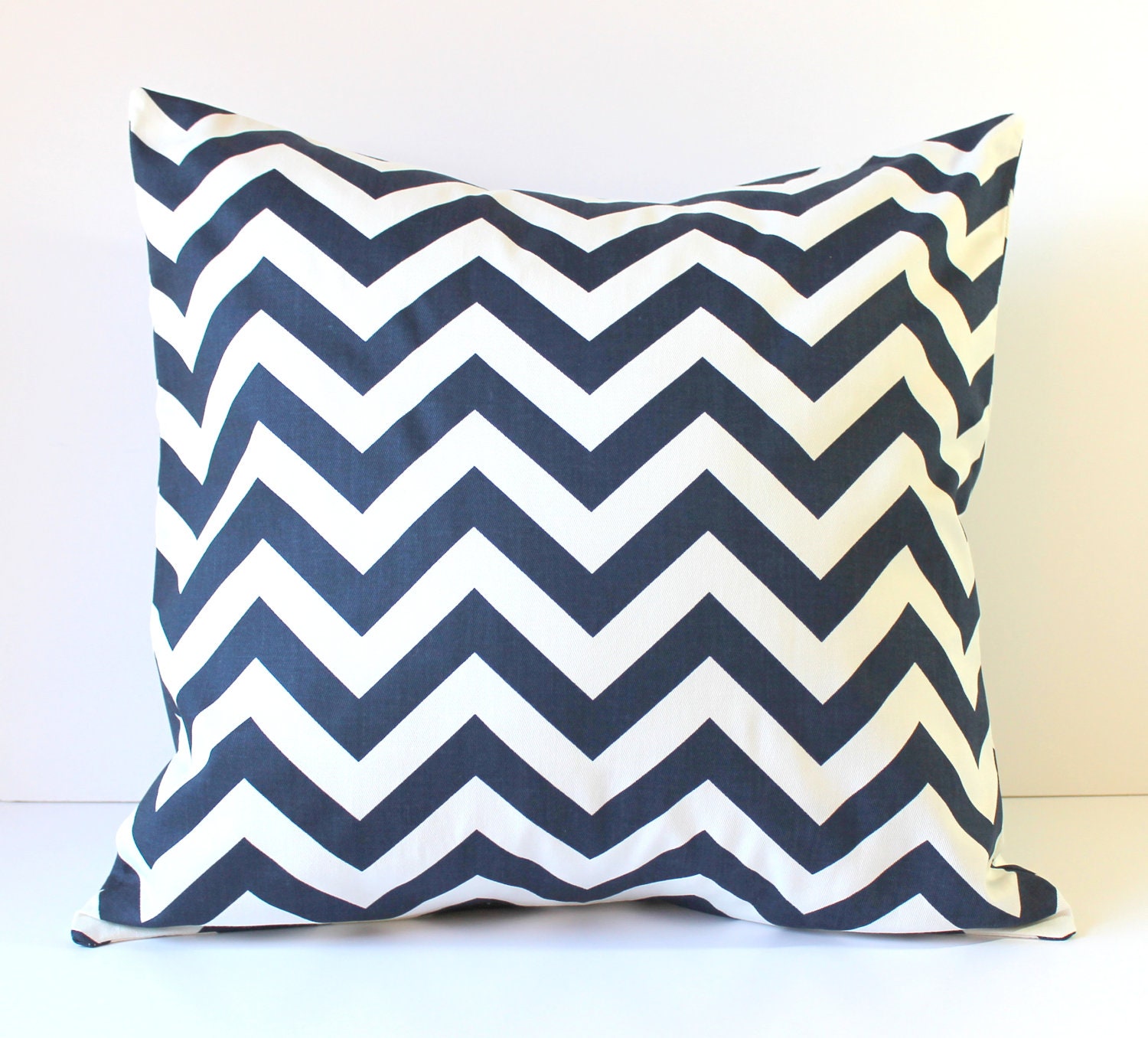 Decorative Pillow Cushion Cover - Navy Blue & White Chevron - 18 x 18 Accent Throw Cushions - Baby Nursery Decor