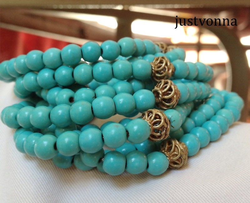Stackable Stretch Bracelet Magnesite Turquoise
