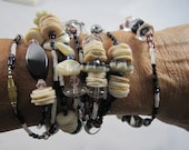 Unique Upcycled African Glass Necklace Bracelet 67" Black and White - OOAK - Fair Trade