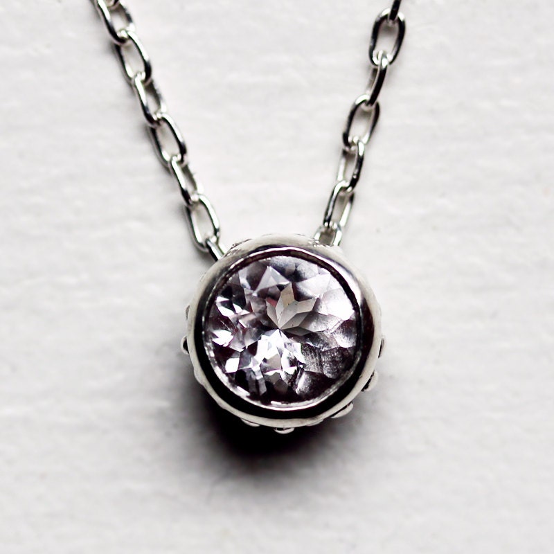 Morganite necklace - solitaire necklace - pink morganite - slider necklace - bridal jewelry - wrought collection