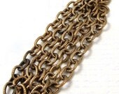 Vintage Brass Plated on Steel Candy Cane Textured Cable Chain (3 Feet) (C505-A)
