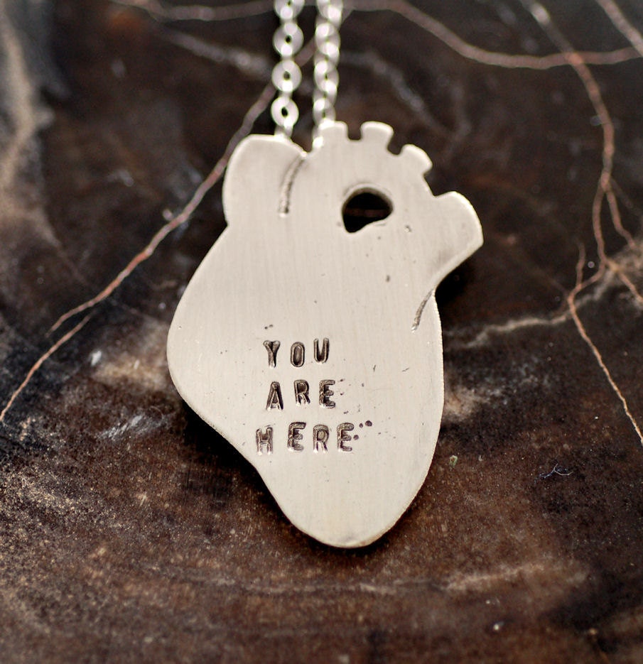 Anatomical Heart Necklace You Are Here Sterling Silver