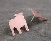 Copper English Bulldog Post Earrings