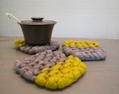 Hand knit extra thick chunky wool merino wool felt trivet