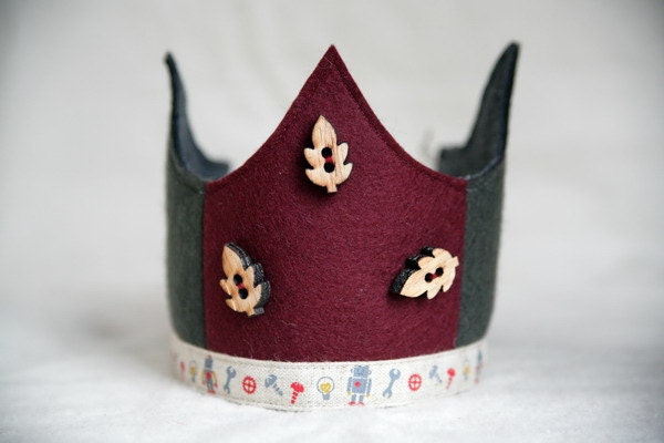 SALE Wool Felt Crown - Robots