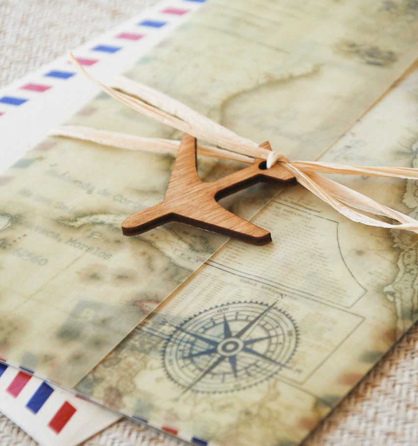 Vintage Air Mail Destination Wedding Invitation (Mexico) - Design Fee