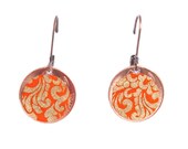 Penny Drop Earrings Tangerine and Gold Swirl