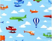 Robert Kaufman, Caleb Gray, Out N' About, Airplanes Balloons Primary Fabric - By the Yard