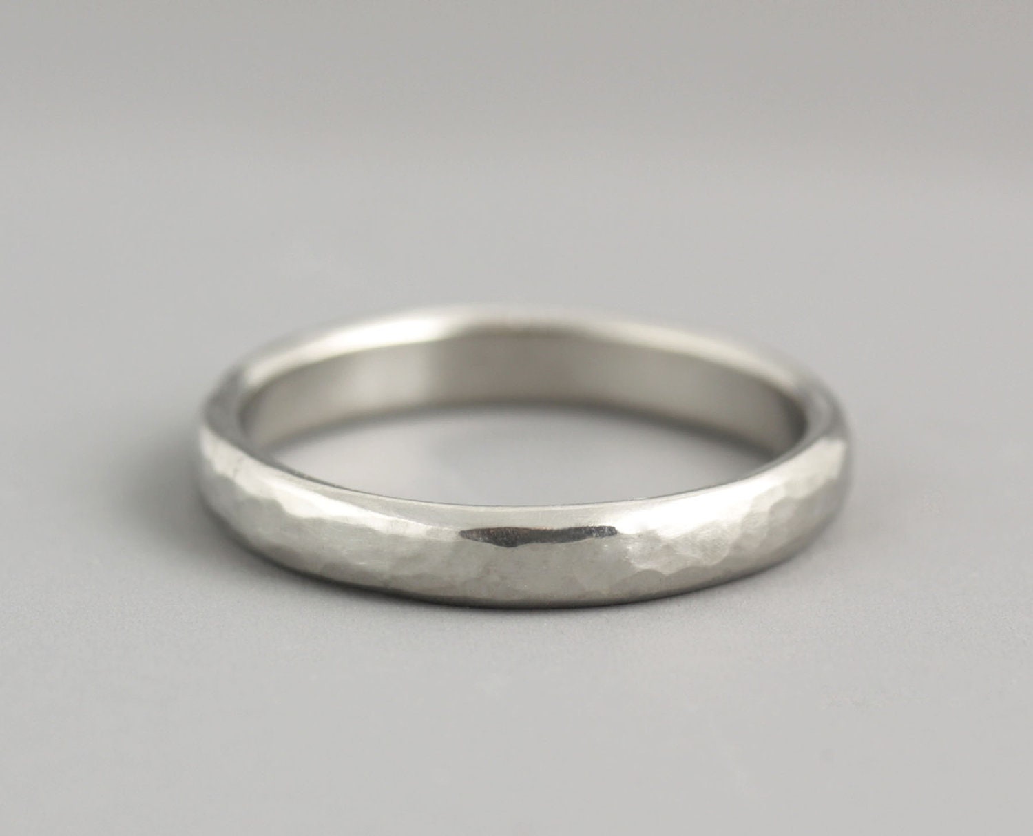 Woman's Palladium Wedding Ring - Thin Wedding Band - Hammered Wedding Band - Natural Organic Texture - Made to Order in Your Size