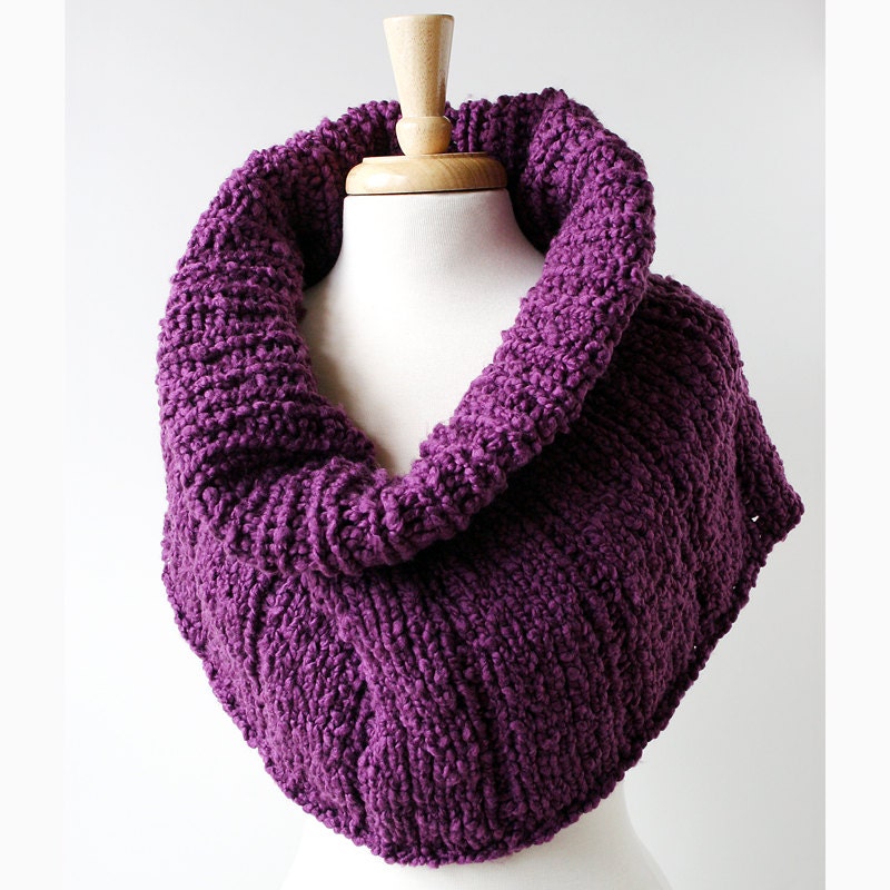 Fall Fashion - Purple Plum Knit Capelet - Knit Cape, Scarf, Cowl alternative