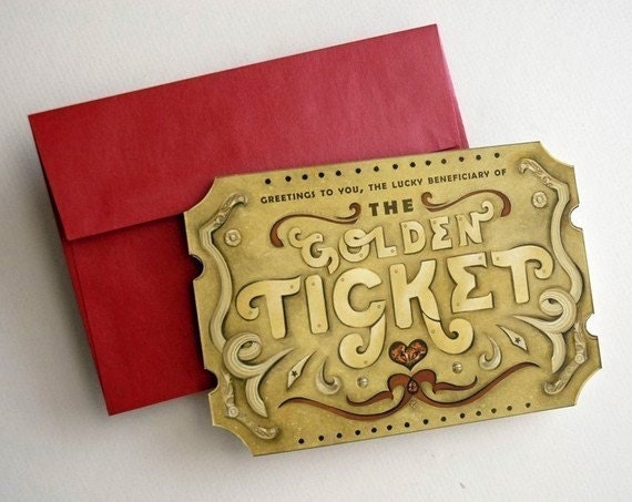 Custom Message Golden Ticket  Scratch Off Card