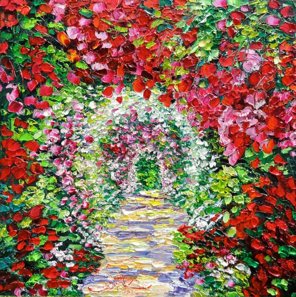 Oil Painting ROSES ART Palette Knife Oil Painting by bsasik