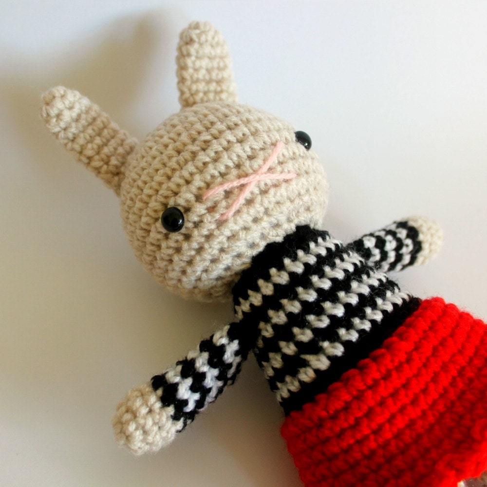 jessica .. stuffed plush rabbit doll, bunny girl toy in red