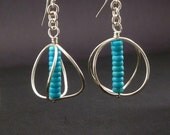 Turquoise Jewelry Hoop Earrings Modern Jewelry Gemstone Dangle Silver Earrings