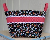 Fabric Storage Bin- Mushrooms- Polka Dots- Michael Miller- Extra Large