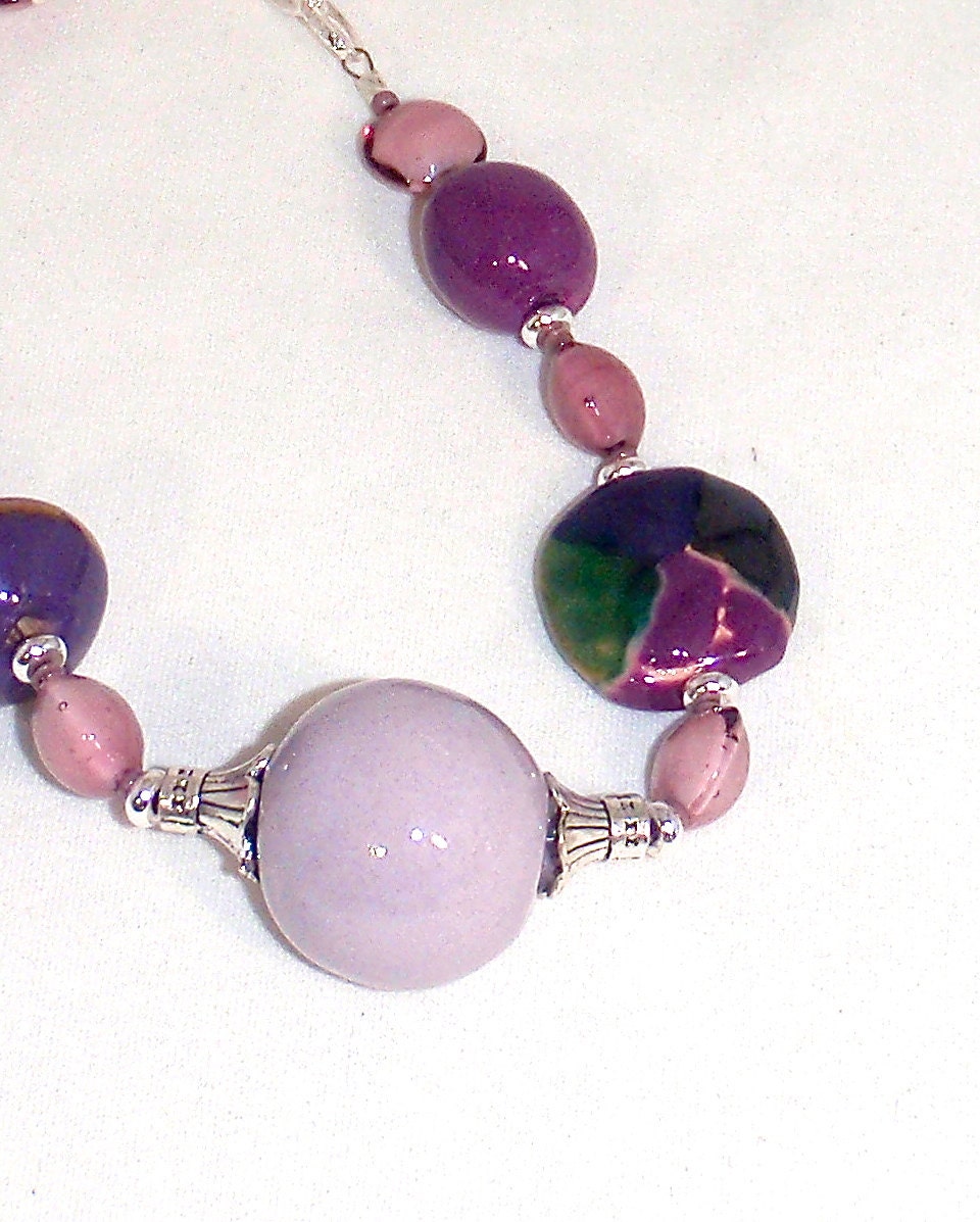 All Shades Purple Kazuri Bead Necklace