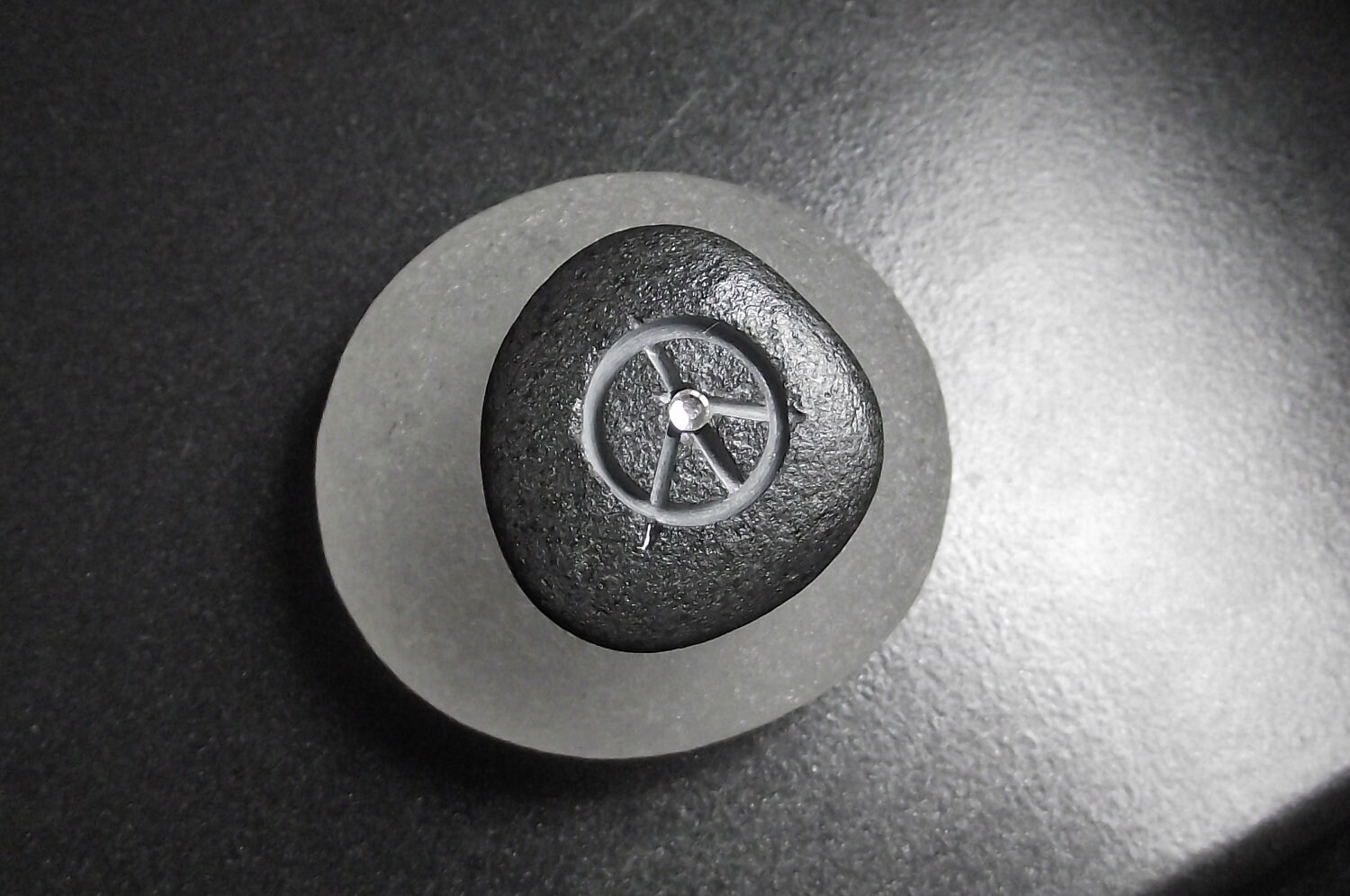 Beach Stone and Swarovski Pocket Pebble - PEACE ROCKS