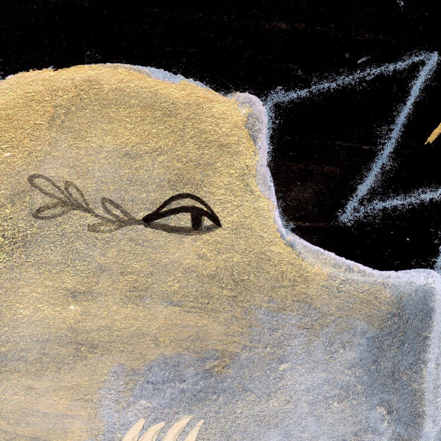 Bird Mask on black Monster Monoprint