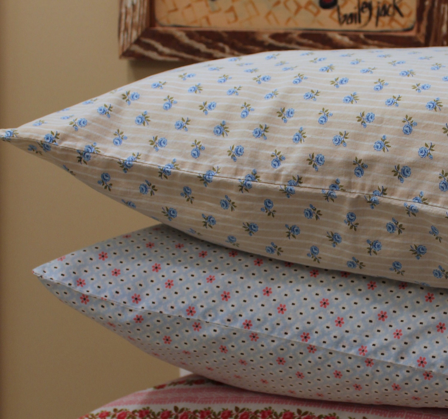 Vintage Pillow Cases - Flour Sack and Cotton Fabrics - 1930s - 1940s - Vintage Fabric - Fat Quarters