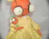 Mama Jack o lantern and her baby needle felted  ooak art doll