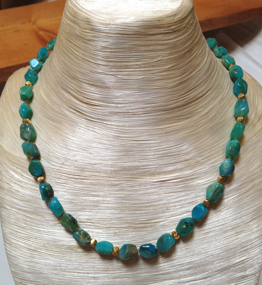 Highest quality Peruvian Opal and 18k gold beaded necklace
