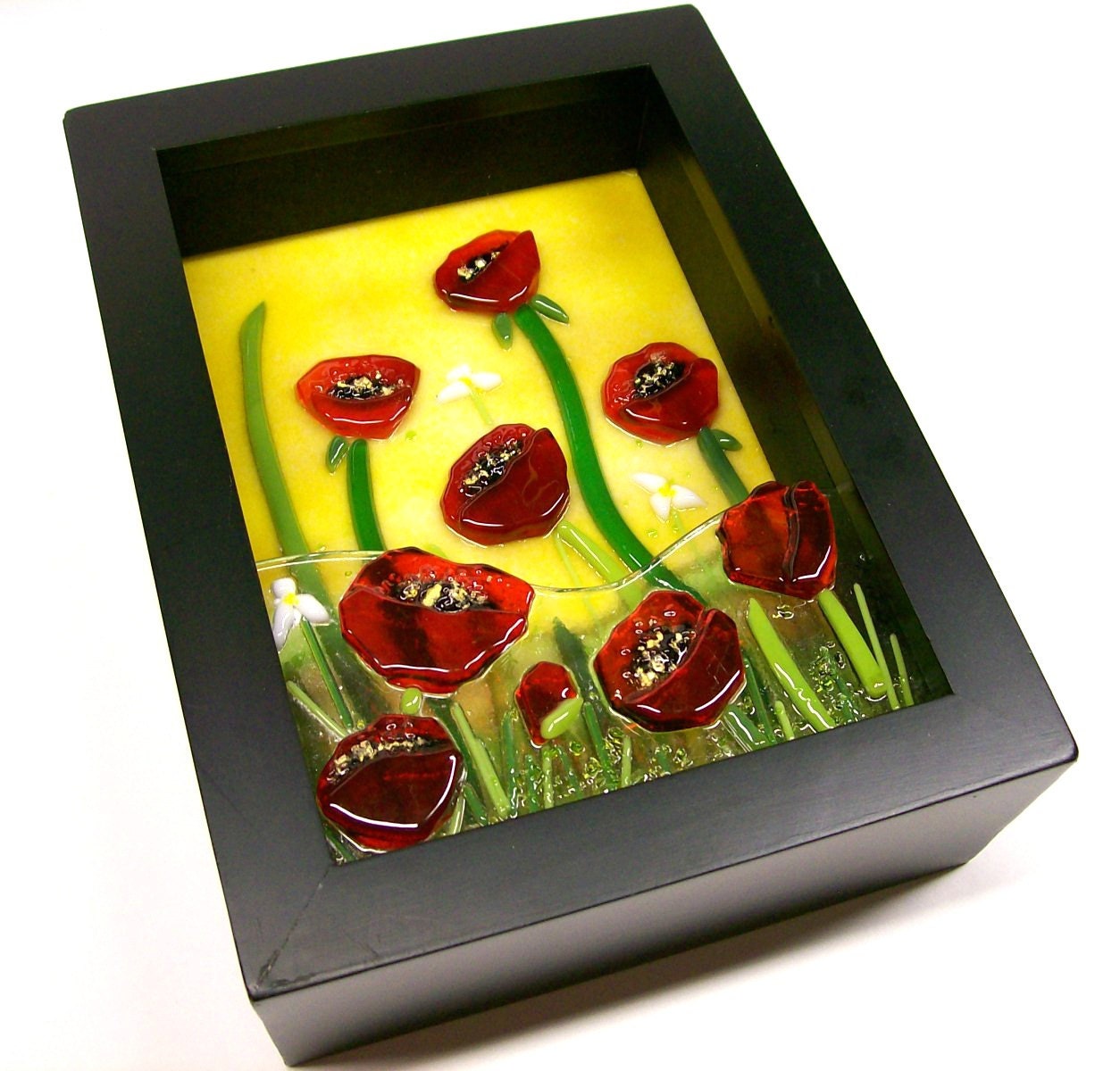 Fused Glass Painting (Red Poppies)