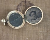 antique victorian mourning locket / tintype photo / hair locket / c. 1860s