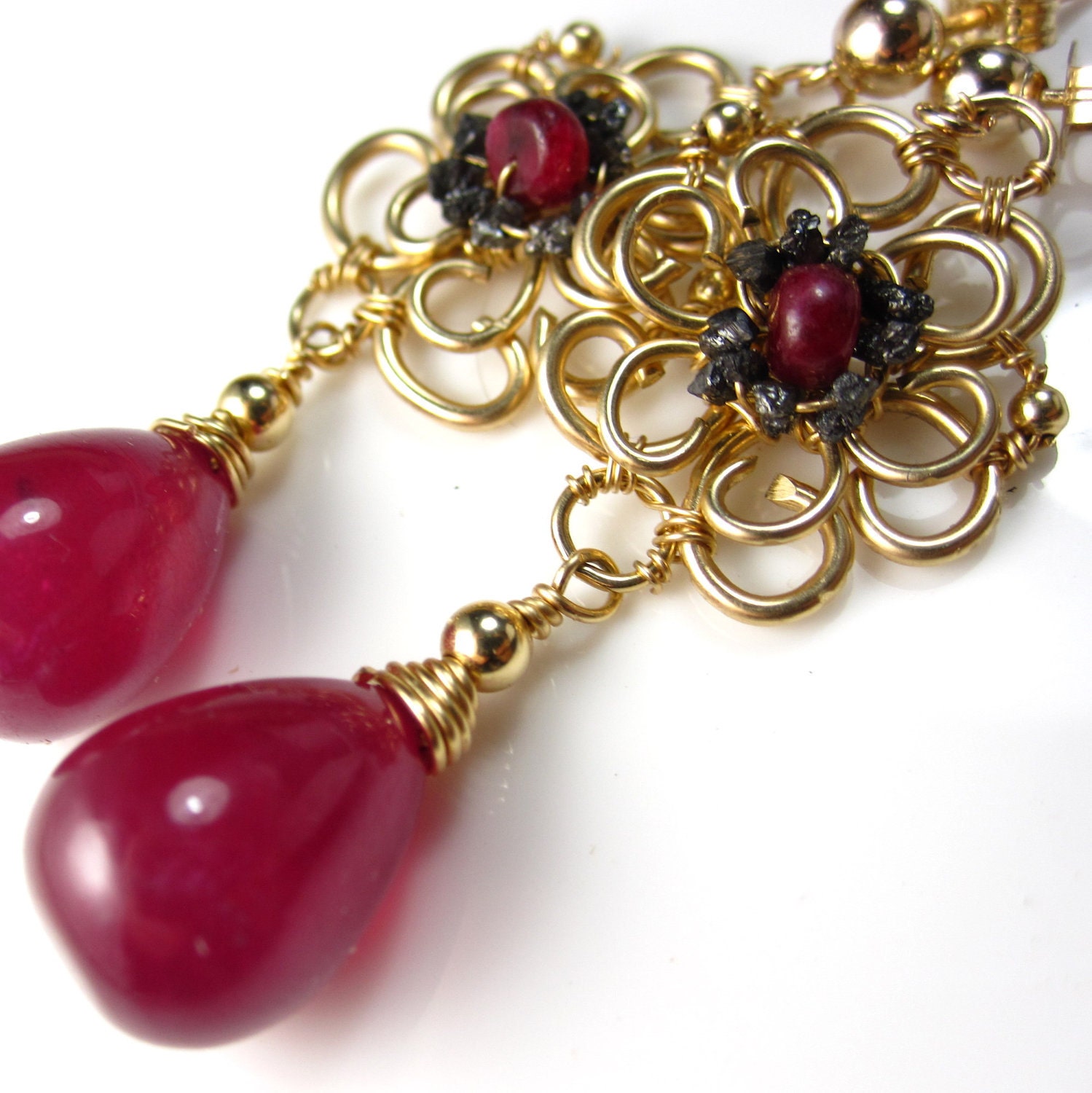 Ms. Ruby Divine - Ruby and Black Diamond Earrings