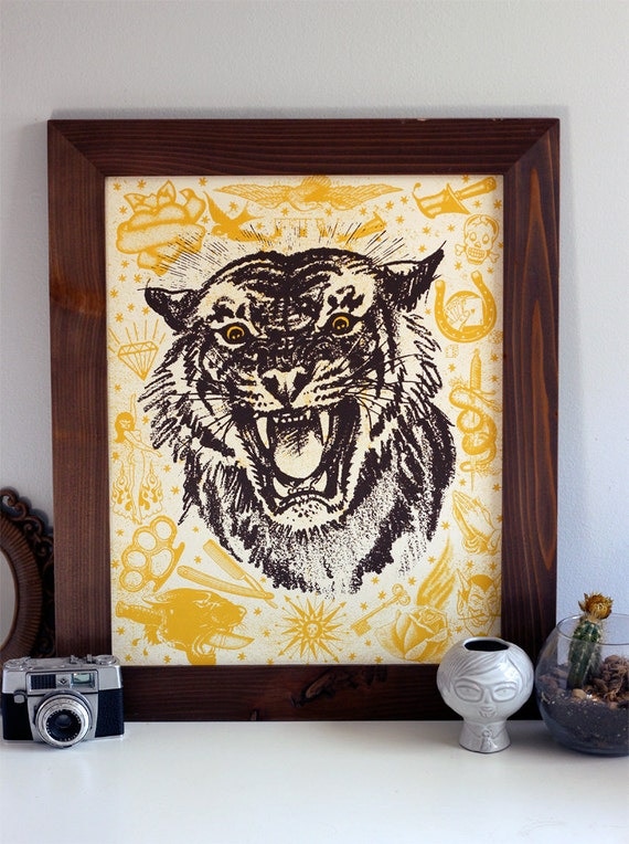 Easy Tiger - 16 x 20 Hand Printed Silkscreen Poster Art Print - Hero Design Studio