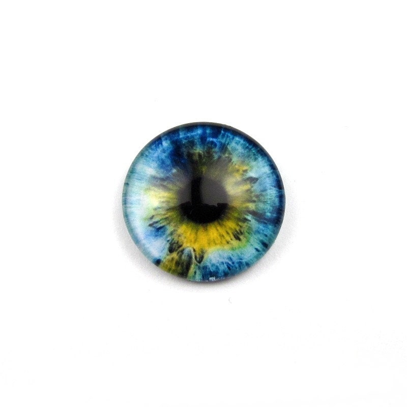 Handmade Glass Eye Cabochon, 20mm, Blue and Gold, Premium Quality: Another World