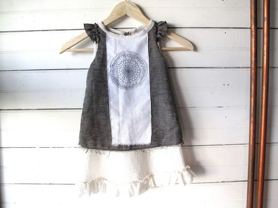 SALE - Sample Linen Flowergirl Dress in size 2T - Ready to Ship