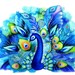Peacock in Full Bloom - Watercolor Fantasy Painting by Annya Kai - Nature Inspired Bird Wall Art