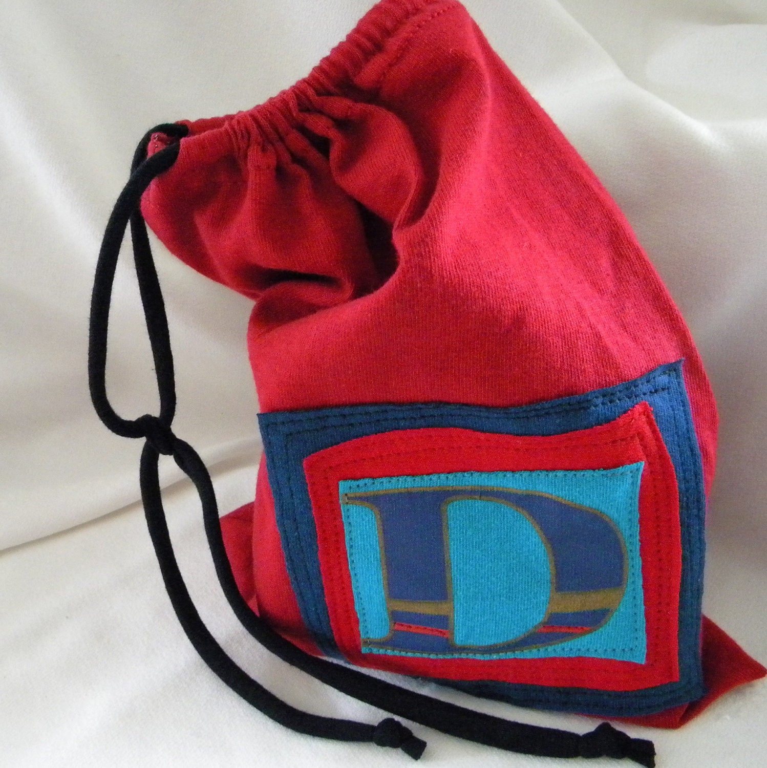 Larger Initial Pouch ONE Letter upcycled repurposed t shirt sleeve Custom Choose COLORS